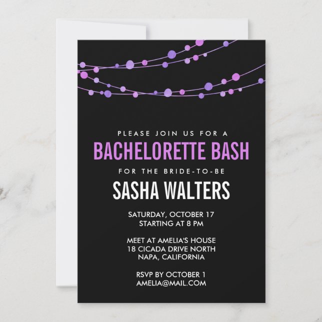Lilac Confetti Bachelorette Party Invitación (Anverso)