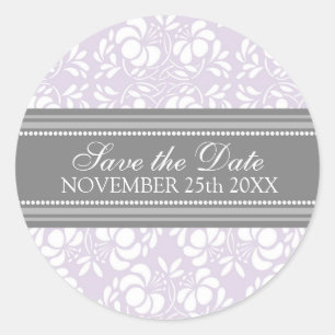 Lilac Damask Save the Date Sello para sobres