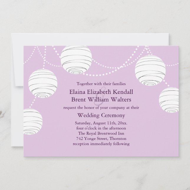 Lilac Fiesta Lanterns Invitación a la boda (Anverso)
