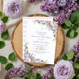 Lilac Floral Bebé Baptismo Invitación