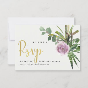LILAC FLORAL DESIERTO CACTUS FOLLAGE ACUARELA RSVP