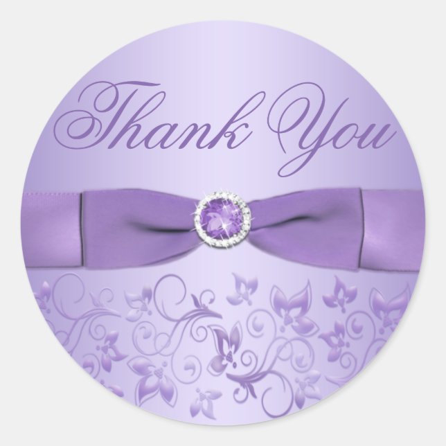 Lilac Floral Gracias Pegatina (Anverso)