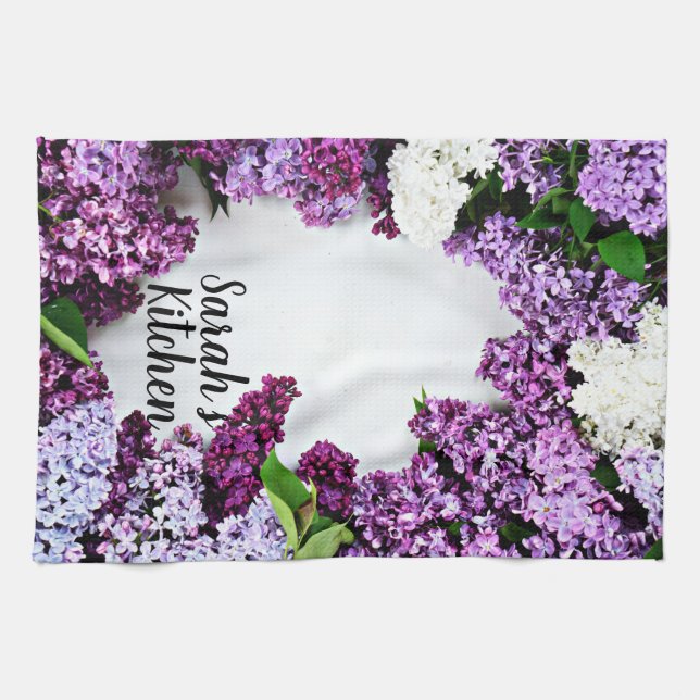 Lilac Floral Personalizado Kitchen Toallas (Horizontal)