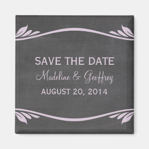 Lilac Flourish Chalkboard Salvar el imán de la fec