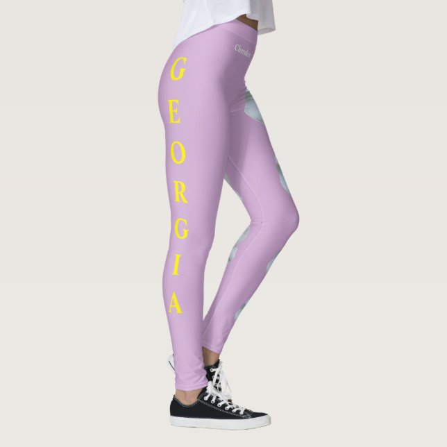 Lilac Georgia Flor Estado Cherokee Rosas Leggings (Derecha)
