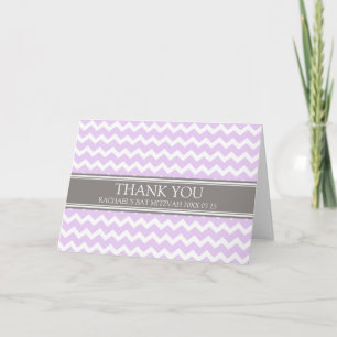 Lilac Gray Chevron Bat Mitzvah Tarjeta de agradeci