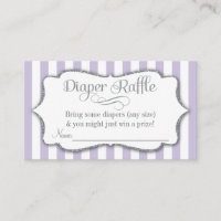 Lilac Gray Diaper Raffle Baby Shower Tarjetas Purp