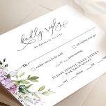 Lilac Greenery Script Wedding RSVP Reply Card<br><div class="desc">This beautiful lilacs-themed RSVP card is the perfect finishing touch to your spring or summer wedding. The delicate purple lilacs and green foliage are printed in stunning detail on high-quality card stock, adding a touch of elegance to your special day. The simple yet sophisticated design allows your guests to easily...</div>