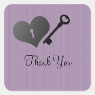 Lilac Heart Lock y Key Gracias Pegatinas