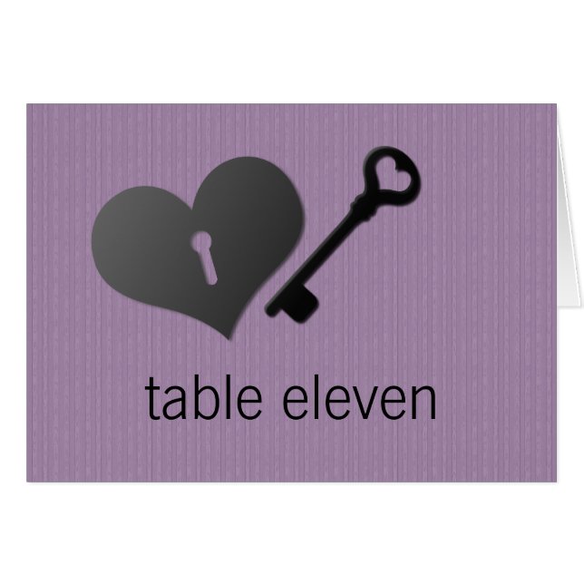 Lilac Heart Lock y Key Table Card (Anverso (Horizontal))