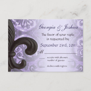 lilac "iron fleur de lis" Wedding RSVP