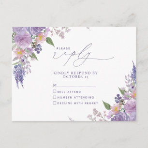 Lilac Lavanda Floral Moderna Sin Menú RSVP