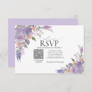 Lilac Lavender Mauve Floral Código QR Boda RSVP