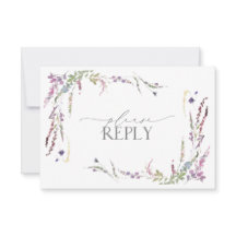 Lilac Lavender Wildflowers Boda acuarela RSVP