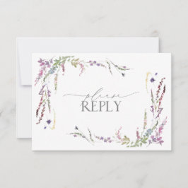 Lilac Lavender Wildflowers Boda acuarela RSVP