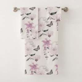 Lilac Lilies Elegant Botanical Toalla De Baño Set