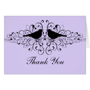 Lilac Love Bird Swirls Thank You Card