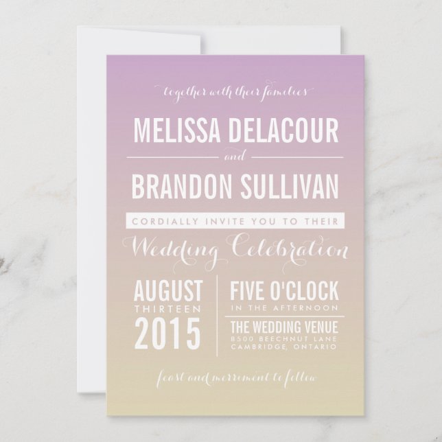 Lilac Ombre | Invitación a la boda (Anverso)