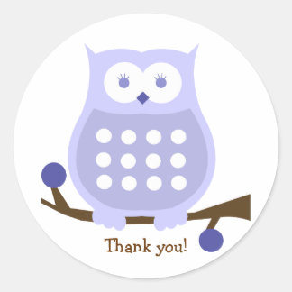 LILAC OWL Pegatina de Favor Redondo | SELLO PARA S