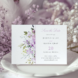 Lilac Pastel Floral Guardar la tarjeta de invitaci