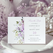 Lilac Pastel Floral Guardar la tarjeta de invitaci