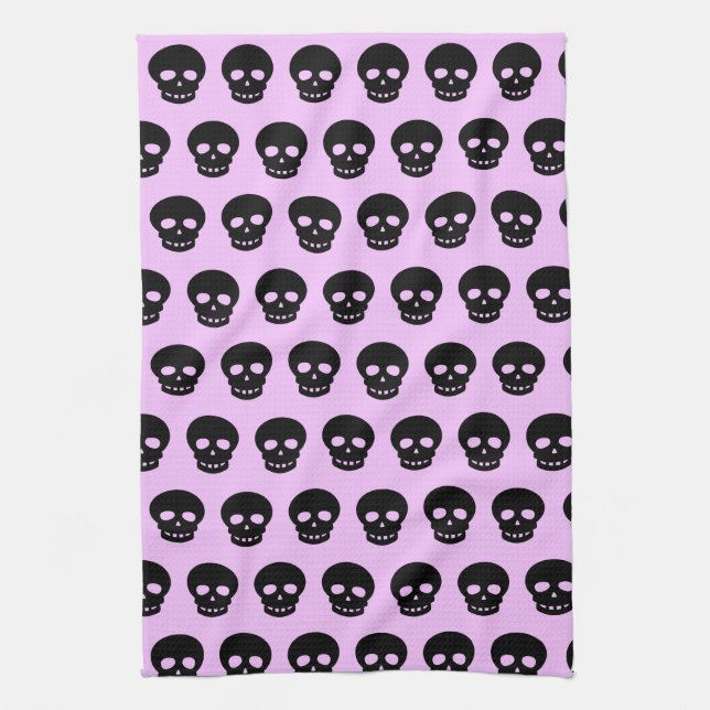 Lilac Pastel Gótico Skulls Kitchel Toalla (Vertical)
