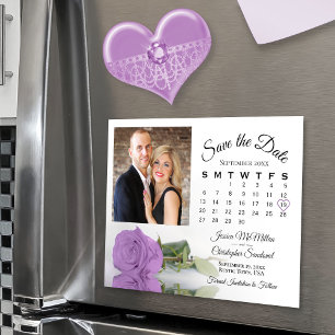 Lilac Purple Rosa Calendario Foto Guardar imán de 
