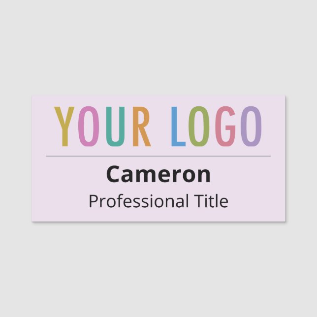 Lilac Purple Staff Name Etiqueta Business Logo Mag (Anverso)