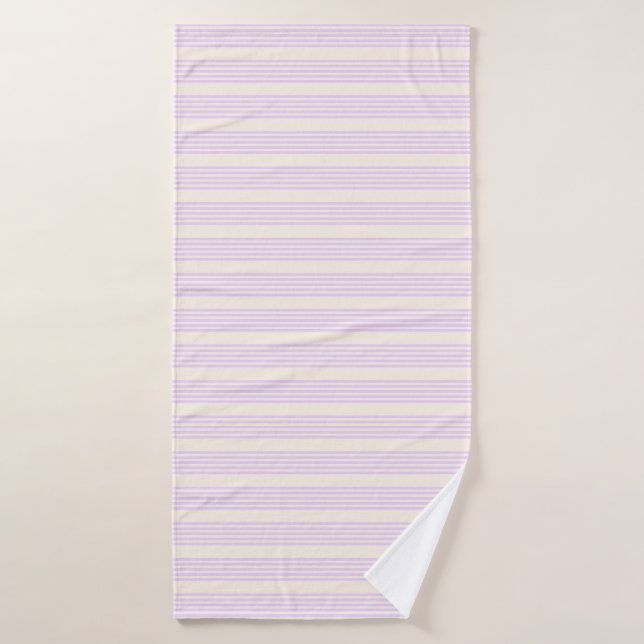 Lilac púrpura y beige cinco rayas patrón (Toalla de baño)