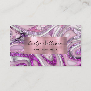 Lilac Purpurina Fluid Marble tarjeta de visita
