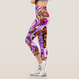Lilac rosa y rojo Capri Leggings