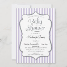 Lilac Silver Baby Shower Invitación Lavanda Gris