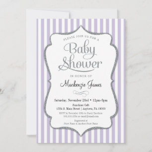 Lilac Silver Baby Shower Invitación Lavanda Gris