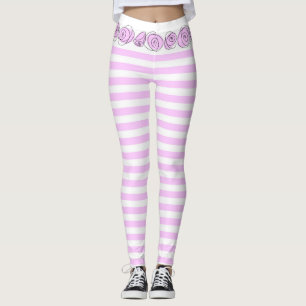 Lilac Stripe rosas Leggings horizontales