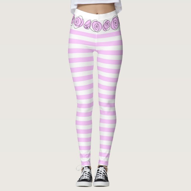 Lilac Stripe rosas Leggings horizontales (Anverso)