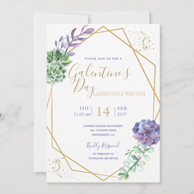 Lilac suculenta la invitación a la fiesta del Día  (Anverso)