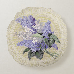 Lilac y almohada vintage floral de encaje