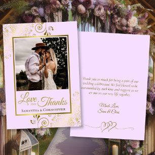 Lilac y Gold Love Gracias Foto y Boda de notas