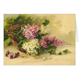Lilacs en una tarjeta de cesta