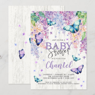 Lilacs y mariposa  Invitación de Baby Shower