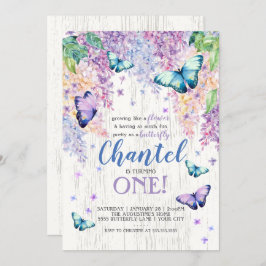 Lilacs y mariposa | Invitación de cumpleaños