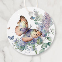 Lílago romántico y mariposa gracias etiquetas de f