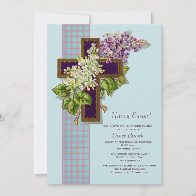 Lilas e invitación de Pascua del crucifijo (Anverso)