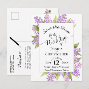 Lilas Rústicas y Caligrafía para Anuncio de Boda "