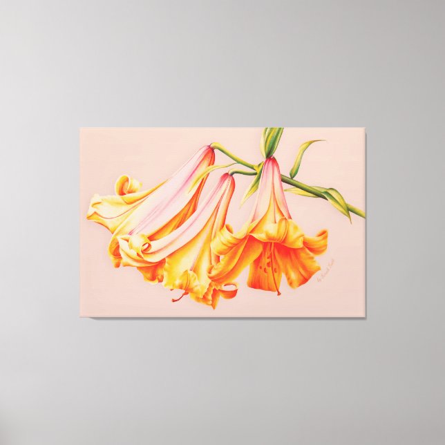 Lilies arte fino lienzo botánico imprimir grande (Anverso)