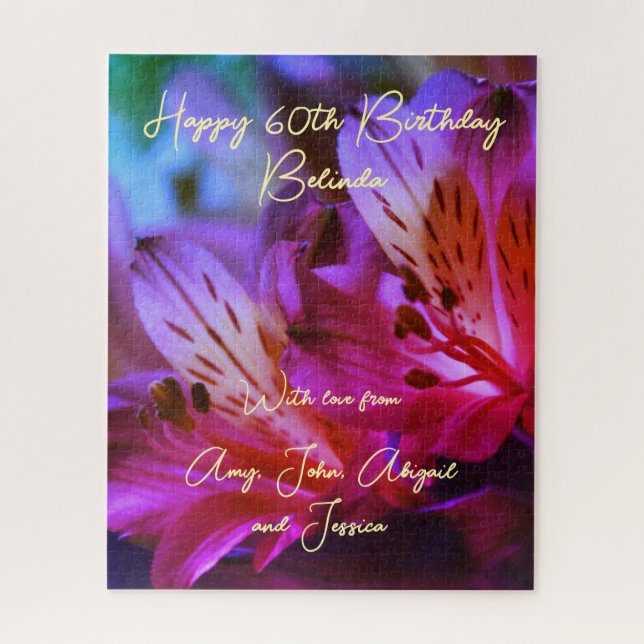 Lilies Floral Personalizable Jigsaw Puzzle (Vertical)