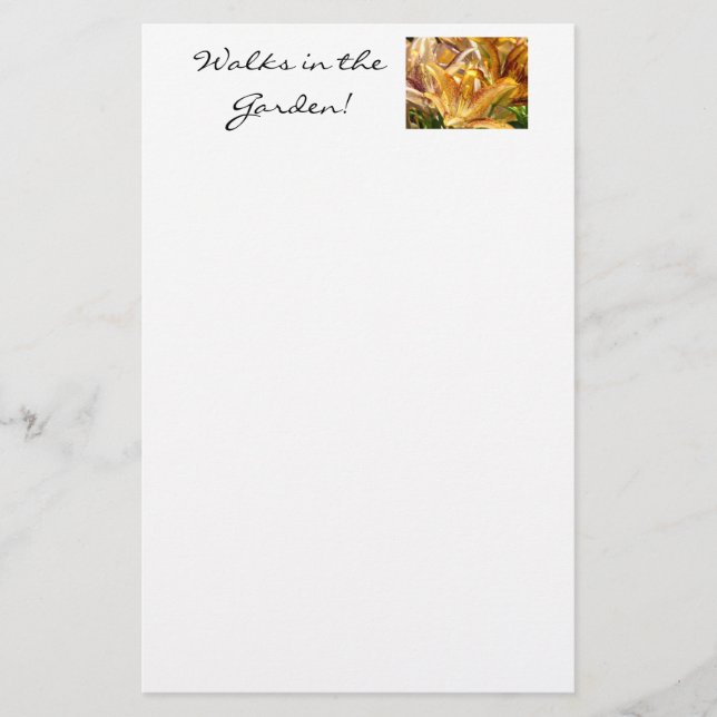 ¡Lilies Stationery Walks in the Garden! Papel (Anverso)