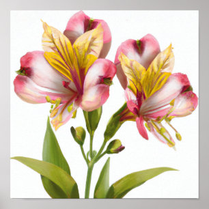 Lilis peruana rosada Poster de arte de las flores