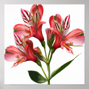 Lilis peruana rosada Poster de arte de las flores