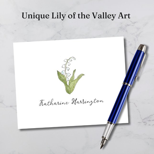 Lily de la Mano-Ilustrada Floral Elegante del Vall (This unique Lily of the Valley card would be a lovely gift for ladies with a May birthday!)